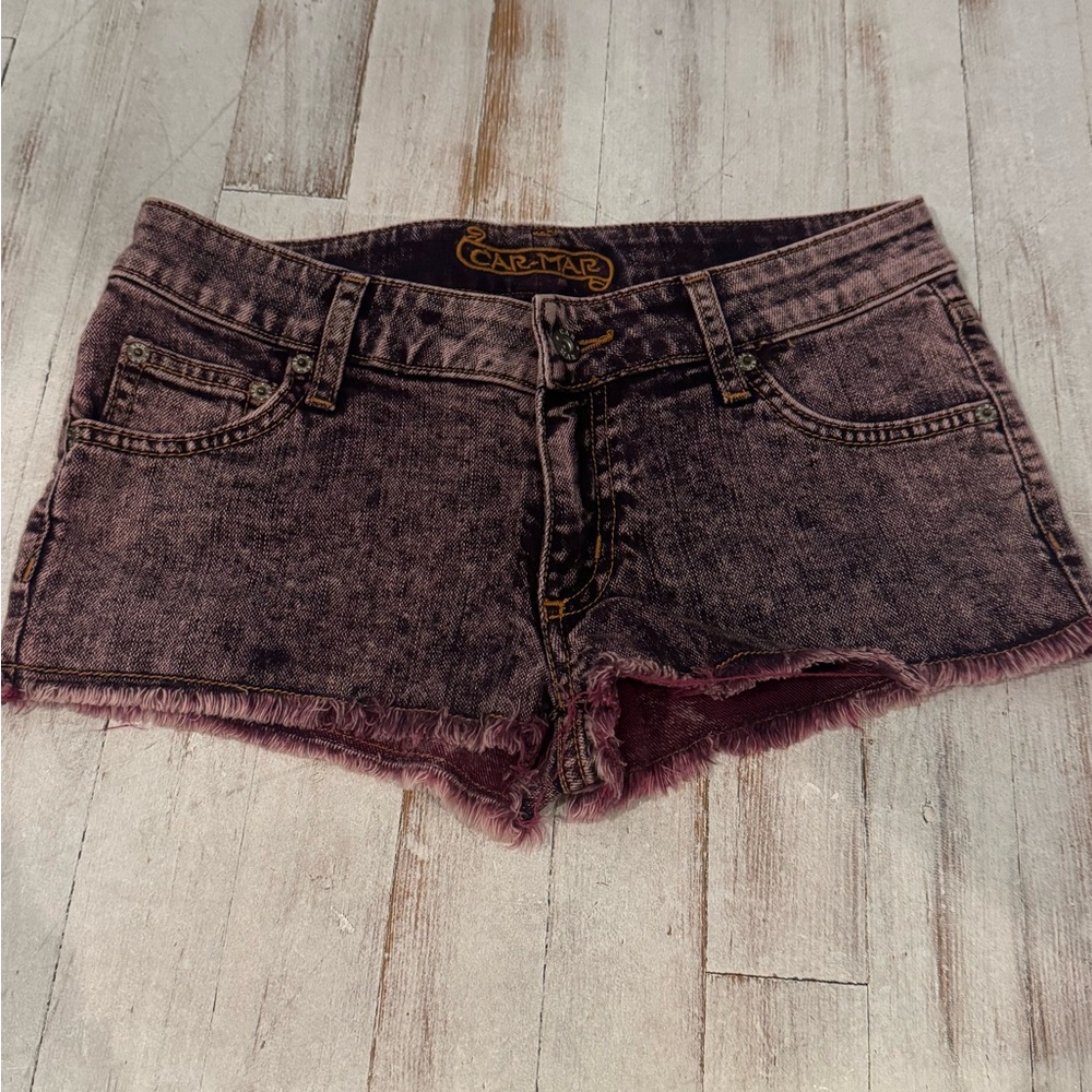 Carmar Purple Jean Shorts Distressed Acid Wash